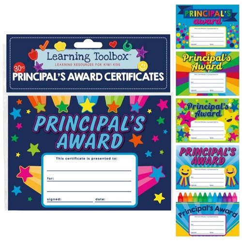 Learning Toolbox Certificates Principal Award A5 6 Assorted Designs, Pack of 30