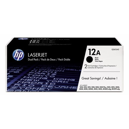 HP 12A Black Laser Toner Cartridges Twin Pack Q2612AD