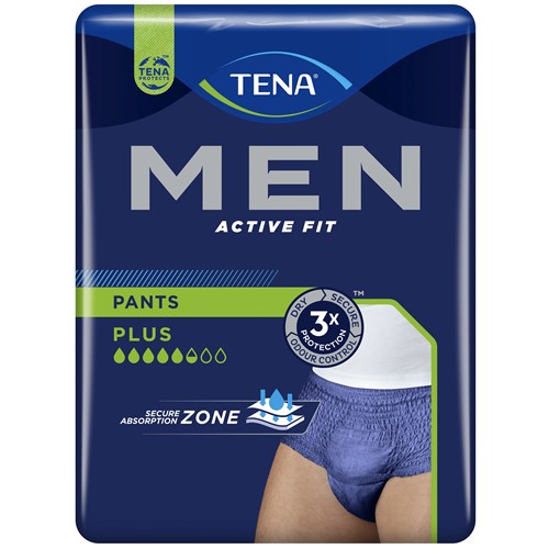 TENA Men Active Fit Incontinence Pants Navy Medium, Pack of 9