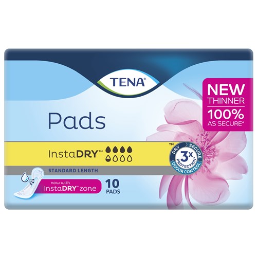 TENA InstaDRY™ Incontinence Pads Women's Standard Length, Pack of 10