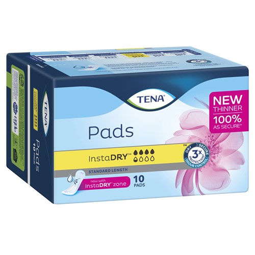 TENA InstaDRY™ Incontinence Pads Women's Standard Length, Pack of 10