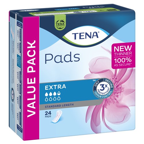 TENA Extra Incontinence Pads Women's Standard Length, Pack of 24