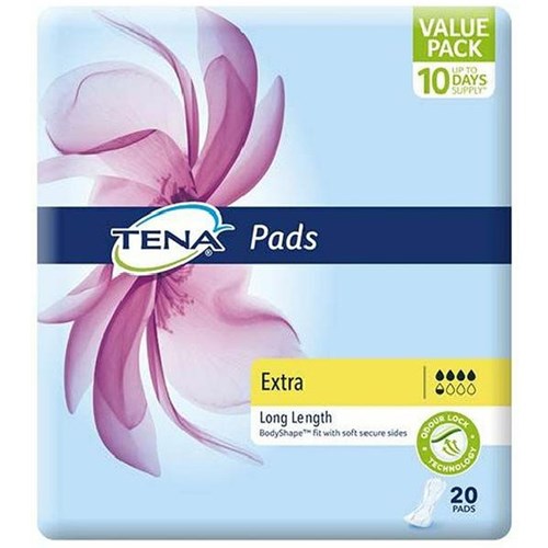 TENA Extra Incontinence Pads Women's Long Length, Pack of 20