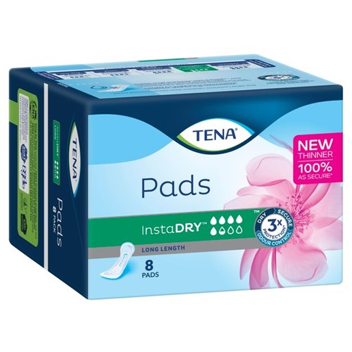 TENA InstaDRY™ Continence Pads Women's Long Length, Pack of 8