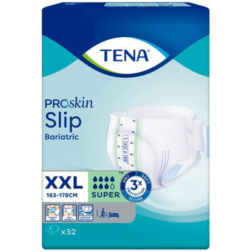 TENA ProSkin Slip Bariatric Incontinence Diapers Unisex 2XL, Pack of 32