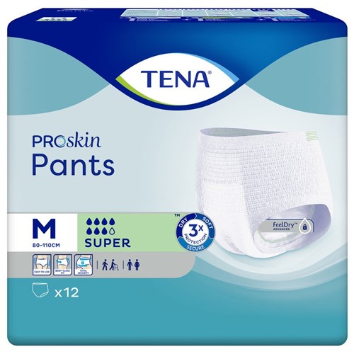 TENA ProSkin Incontinence Pants Super Unisex Medium, Pack of 12
