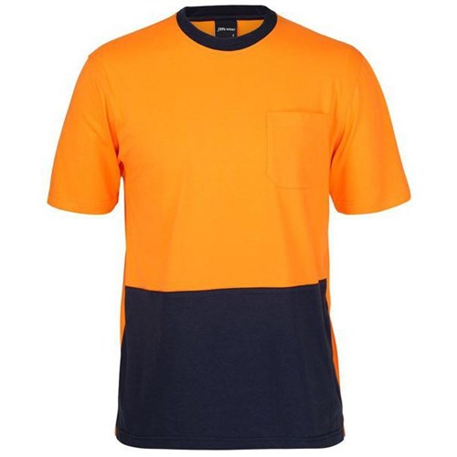 JB's Wear Hi Vis Tee Shirt Crew Neck Orange/Navy Large