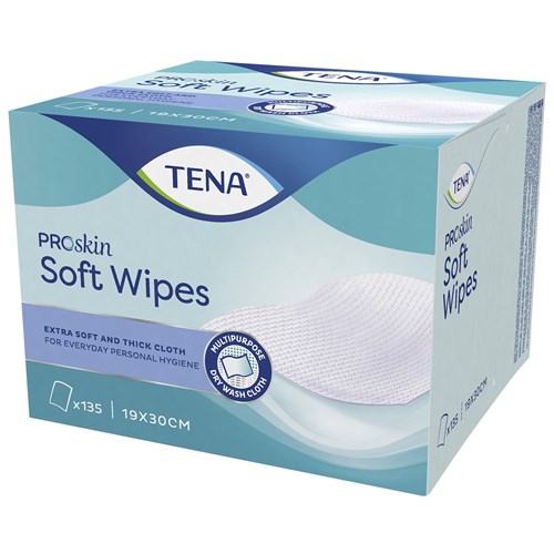 TENA ProSkin Incontinence Soft Dry Wipes, Pack of 135