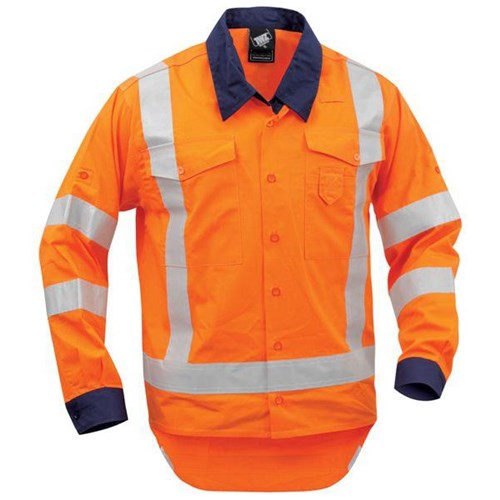 TWZ TTMC-W17 Day Night Cotton Shirt Orange/Navy Extra Large