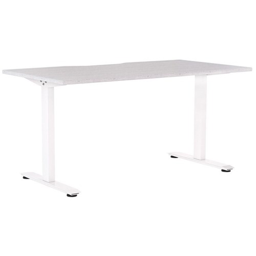 Klever Single User Desk Scallop Top 1500mm Silver Strata/White