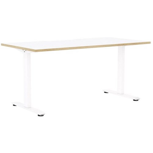 Klever Single User Desk Scallop Top 1500mm Snowdrift/Oak/White