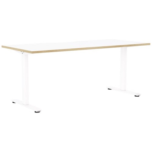 Klever Single User Desk Scallop Top 1800mm Snowdrift/Oak/White