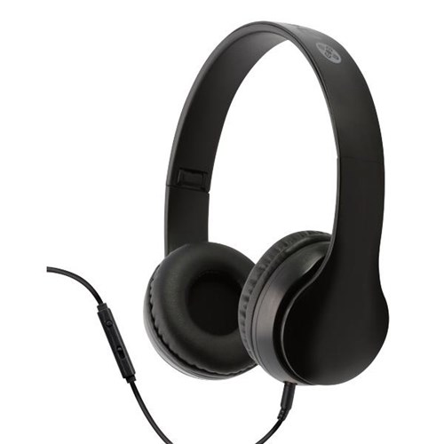 Moki Flip In-Line Mic Wired Headphones With 3.5mm Jack Black