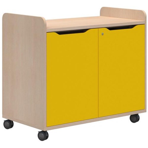 Accent Ako Store & Charge Cupboard 1000mm Refined Oak/Olympia Yellow