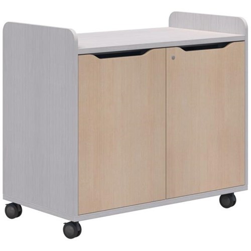 Accent Ako Store & Charge Cupboard 1000mm Silver Strata/Refined Oak