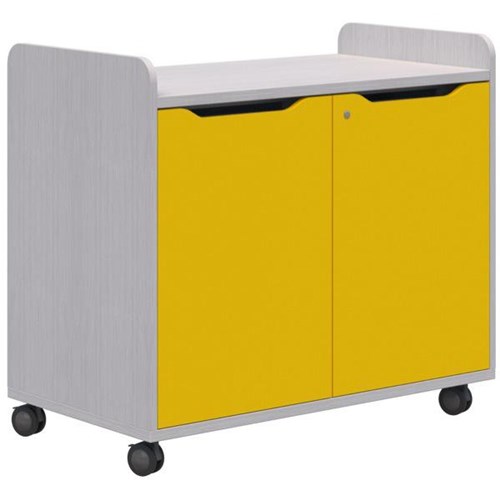 Accent Ako Store & Charge Cupboard 1000mm Silver Strata/Olympia Yellow