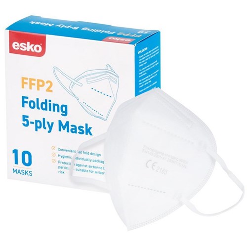 Esko FFP2 Flat Fold Respirator Masks, Box of 10