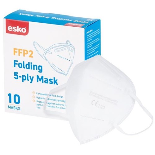 Esko FFP2 Respirator Face Mask Fold Flat, Box of 10