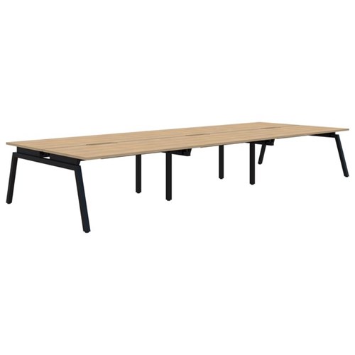 Accent Balance Angle 6 Pod Desk 1800x800mm Classic Oak/Black