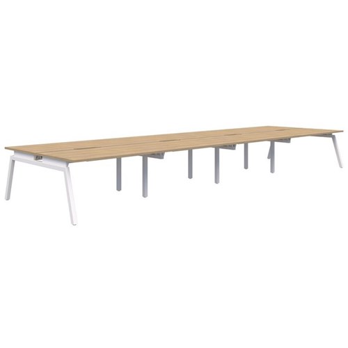 Accent Balance Angle 8 Pod Desk 1500x800mm Classic Oak/White