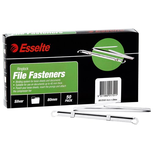 Esselte 2-Piece Paper Fasteners Ringlock 40mm, Box of 50