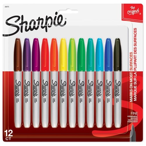 Sharpie Assorted Colours Permanent Marker Fine Tip, Pack of 12