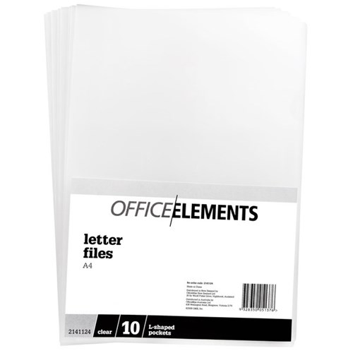 Office Elements L-Shaped Pockets A4 Clear, Pack of 10