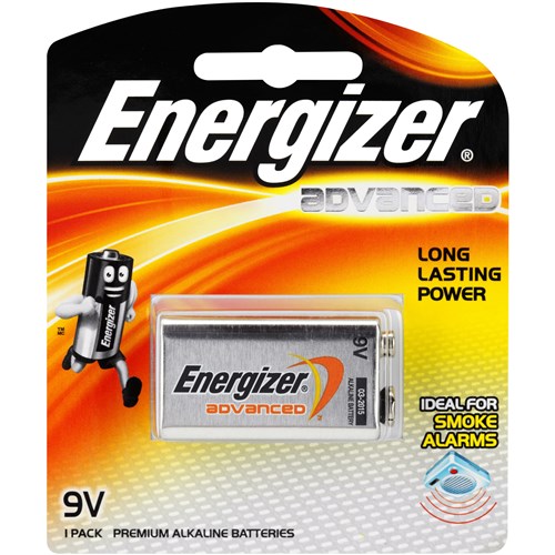 Energizer E2 Advanced Battery, 9 Volt, Card of 1