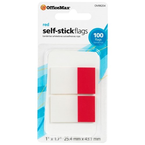 OfficeMax Flags Self-Stick Red 100 Flags