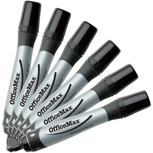 OfficeMax Black Permanent Markers Chisel Tip, Pack 6 OfficeMax NZ