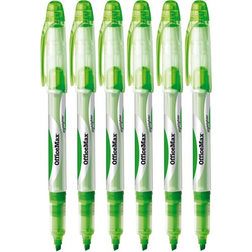 OfficeMax Green Liquid Ink Pen Style Highlighters, Pack of 6 OfficeMax NZ