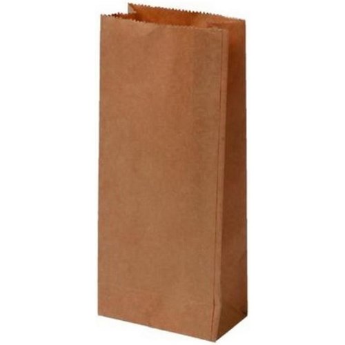Block Bottom Paper Bags No.0 102x50x225mm Brown, Carton of 500