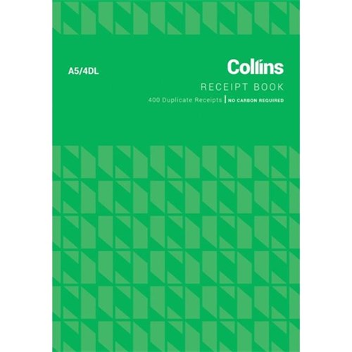 Collins A5/4DL Receipt Book FSC NCR Duplicate Set of 400