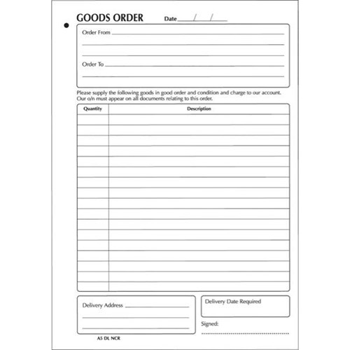 Collins A5DL Order Book NCR Duplicate Set of 100