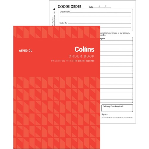 Collins A5/50DL Order Book NCR Duplicate Set of 50