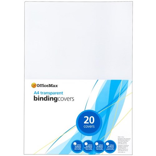 OfficeMax Transparent Binding Cover 150 Micron A4 Clear, Pack of 20