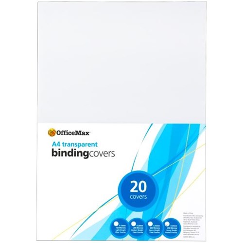 OfficeMax Binding Covers, A4, 250 Micron, Frosted, Pack of 20