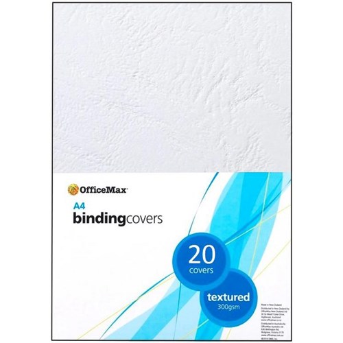 OfficeMax Textured Binding Covers A4 300gsm White, Pack of 20