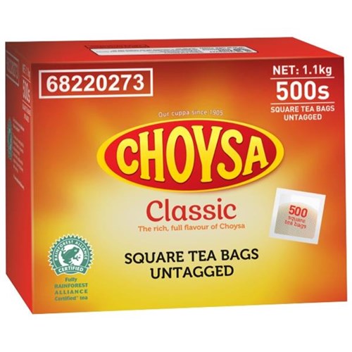 Choysa Classic Tagless Tea Bags, Box of 500