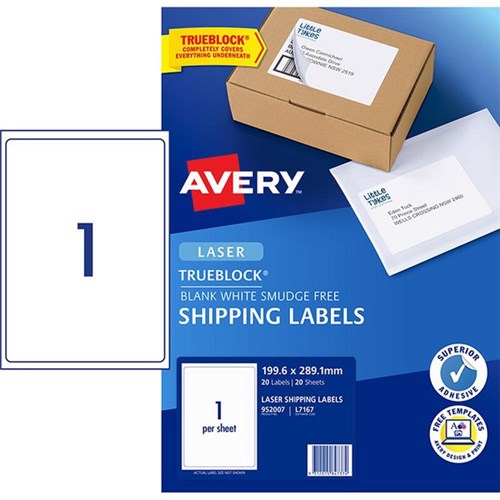 Avery Shipping Laser Labels L7167 White 1 Per Sheet