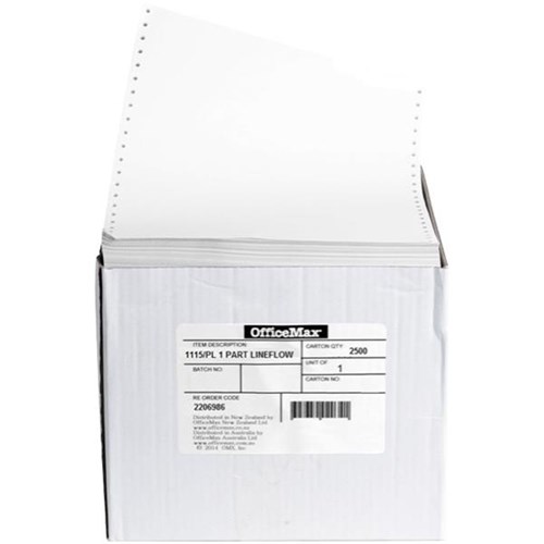 OfficeMax 1115/1PL 60gsm 1 Part Plain Lineflow Paper, Carton of 2500