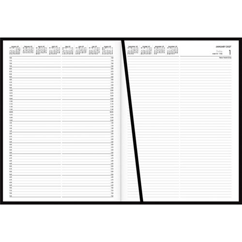 Collins A41 1/4 Hour Interleaved Appointment Diary A4 2 Pages Per Day 2027 Black
