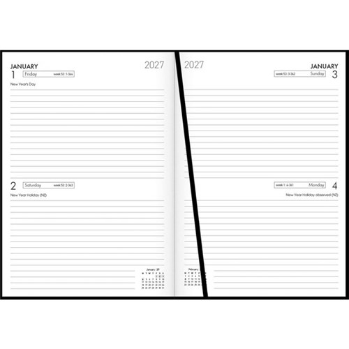 Collins A52 Diary A5 2 Days To A Page 2027 Black