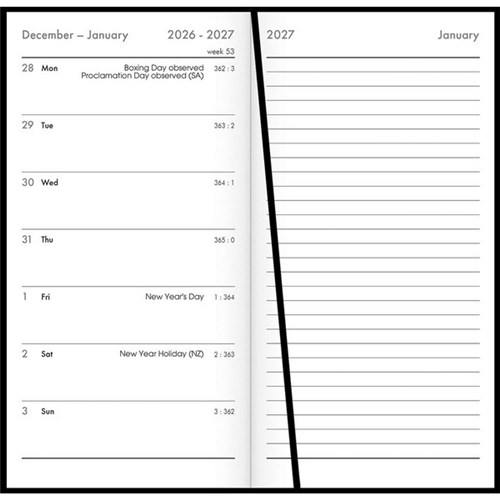 Collins CW7 Notebook Pocket Diary Week To View 2027 Black