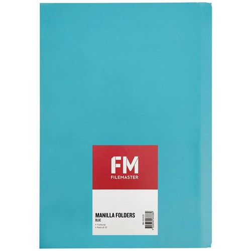 FM Manilla Folders Foolscap Blue, Pack of 10