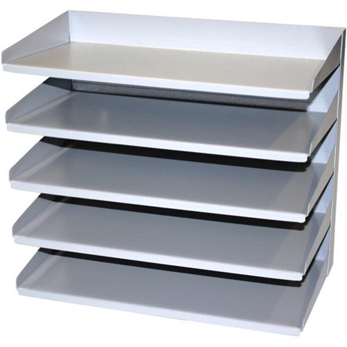Document Tray Rack, 5 Tier, Stone Grey OfficeMax NZ