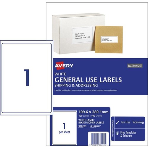 Avery General Use Labels L7167 1 Per Sheet
