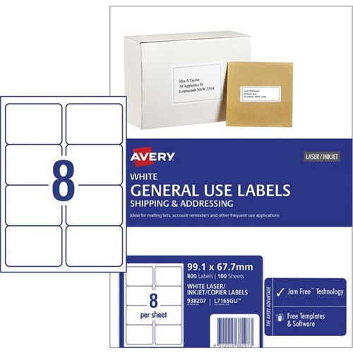 Avery General Use Labels L7165 8 Per Sheet