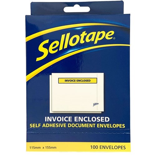 Sellotape Labelopes Invoice Enclosed Self Adhesive Document Envelopes, Pack of 100