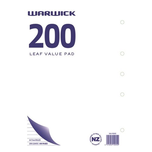 Warwick A4 Value Lecture Pad Ruled 200 Leaves